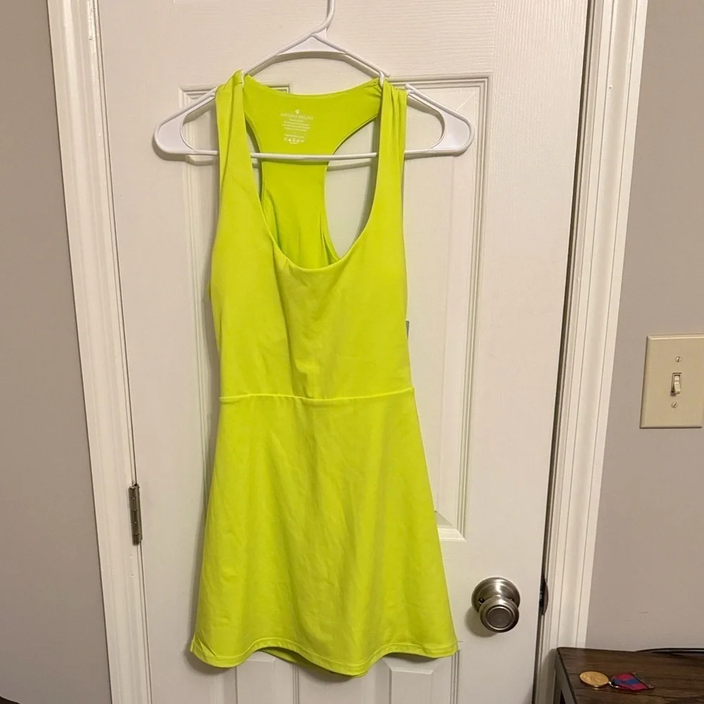 Antonio Melani Active Tennis Courtside Mini Dress hidden side pocket lime Large